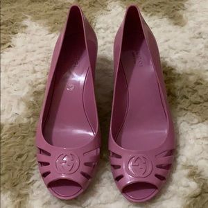 Gucci Pink Rubber Wedges Size 7